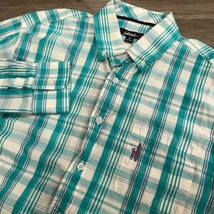 Johnnie-O Mens Medium‎ Plaid Button Shirt